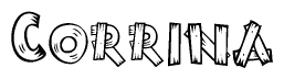The clipart image shows the name Corrina stylized to look as if it has been constructed out of wooden planks or logs. Each letter is designed to resemble pieces of wood.