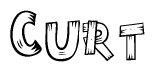 The image contains the name Curt written in a decorative, stylized font with a hand-drawn appearance. The lines are made up of what appears to be planks of wood, which are nailed together