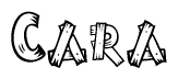 The clipart image shows the name Cara stylized to look like it is constructed out of separate wooden planks or boards, with each letter having wood grain and plank-like details.