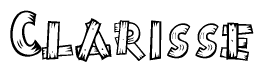 The clipart image shows the name Clarisse stylized to look as if it has been constructed out of wooden planks or logs. Each letter is designed to resemble pieces of wood.