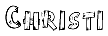 The clipart image shows the name Christi stylized to look like it is constructed out of separate wooden planks or boards, with each letter having wood grain and plank-like details.