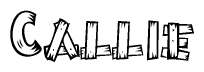 The clipart image shows the name Callie stylized to look like it is constructed out of separate wooden planks or boards, with each letter having wood grain and plank-like details.