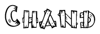 The clipart image shows the name Chand stylized to look like it is constructed out of separate wooden planks or boards, with each letter having wood grain and plank-like details.