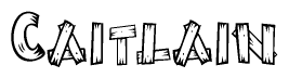 The image contains the name Caitlain written in a decorative, stylized font with a hand-drawn appearance. The lines are made up of what appears to be planks of wood, which are nailed together