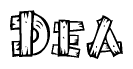 The clipart image shows the name Dea stylized to look like it is constructed out of separate wooden planks or boards, with each letter having wood grain and plank-like details.