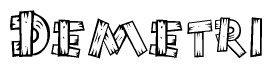 The clipart image shows the name Demetri stylized to look like it is constructed out of separate wooden planks or boards, with each letter having wood grain and plank-like details.