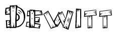 The image contains the name Dewitt written in a decorative, stylized font with a hand-drawn appearance. The lines are made up of what appears to be planks of wood, which are nailed together