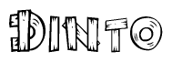 The clipart image shows the name Dinto stylized to look like it is constructed out of separate wooden planks or boards, with each letter having wood grain and plank-like details.