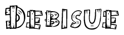 The clipart image shows the name Debisue stylized to look like it is constructed out of separate wooden planks or boards, with each letter having wood grain and plank-like details.