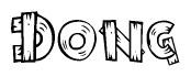 The clipart image shows the name Dong stylized to look like it is constructed out of separate wooden planks or boards, with each letter having wood grain and plank-like details.