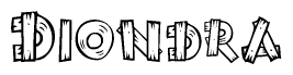 The clipart image shows the name Diondra stylized to look like it is constructed out of separate wooden planks or boards, with each letter having wood grain and plank-like details.