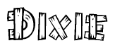 The image contains the name Dixie written in a decorative, stylized font with a hand-drawn appearance. The lines are made up of what appears to be planks of wood, which are nailed together