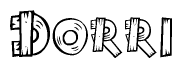 The clipart image shows the name Dorri stylized to look like it is constructed out of separate wooden planks or boards, with each letter having wood grain and plank-like details.