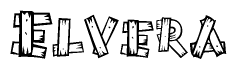 The clipart image shows the name Elvera stylized to look like it is constructed out of separate wooden planks or boards, with each letter having wood grain and plank-like details.