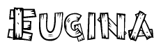 The clipart image shows the name Eugina stylized to look like it is constructed out of separate wooden planks or boards, with each letter having wood grain and plank-like details.