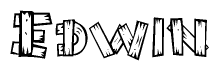 The clipart image shows the name Edwin stylized to look like it is constructed out of separate wooden planks or boards, with each letter having wood grain and plank-like details.