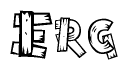 The image contains the name Erg written in a decorative, stylized font with a hand-drawn appearance. The lines are made up of what appears to be planks of wood, which are nailed together