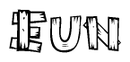 The clipart image shows the name Eun stylized to look like it is constructed out of separate wooden planks or boards, with each letter having wood grain and plank-like details.