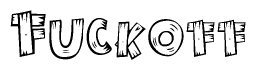 The clipart image shows the name Fuckoff stylized to look like it is constructed out of separate wooden planks or boards, with each letter having wood grain and plank-like details.