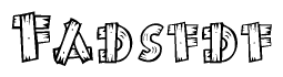 The image contains the name Fadsfdf written in a decorative, stylized font with a hand-drawn appearance. The lines are made up of what appears to be planks of wood, which are nailed together