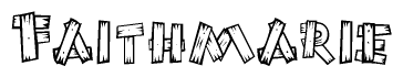 The clipart image shows the name Faithmarie stylized to look as if it has been constructed out of wooden planks or logs. Each letter is designed to resemble pieces of wood.