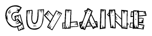 The clipart image shows the name Guylaine stylized to look as if it has been constructed out of wooden planks or logs. Each letter is designed to resemble pieces of wood.