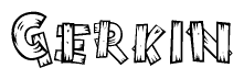 The clipart image shows the name Gerkin stylized to look like it is constructed out of separate wooden planks or boards, with each letter having wood grain and plank-like details.