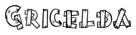 The clipart image shows the name Gricelda stylized to look like it is constructed out of separate wooden planks or boards, with each letter having wood grain and plank-like details.