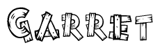 The image contains the name Garret written in a decorative, stylized font with a hand-drawn appearance. The lines are made up of what appears to be planks of wood, which are nailed together