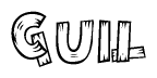 The image contains the name Guil written in a decorative, stylized font with a hand-drawn appearance. The lines are made up of what appears to be planks of wood, which are nailed together