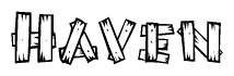 The clipart image shows the name Haven stylized to look as if it has been constructed out of wooden planks or logs. Each letter is designed to resemble pieces of wood.