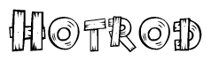 The clipart image shows the name Hotrod stylized to look like it is constructed out of separate wooden planks or boards, with each letter having wood grain and plank-like details.