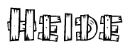 The image contains the name Heide written in a decorative, stylized font with a hand-drawn appearance. The lines are made up of what appears to be planks of wood, which are nailed together