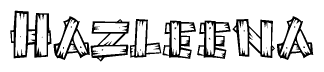 The clipart image shows the name Hazleena stylized to look like it is constructed out of separate wooden planks or boards, with each letter having wood grain and plank-like details.