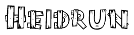 The clipart image shows the name Heidrun stylized to look like it is constructed out of separate wooden planks or boards, with each letter having wood grain and plank-like details.
