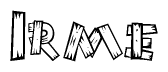 The clipart image shows the name Irme stylized to look like it is constructed out of separate wooden planks or boards, with each letter having wood grain and plank-like details.