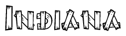 The clipart image shows the name Indiana stylized to look as if it has been constructed out of wooden planks or logs. Each letter is designed to resemble pieces of wood.