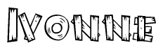 The clipart image shows the name Ivonne stylized to look like it is constructed out of separate wooden planks or boards, with each letter having wood grain and plank-like details.