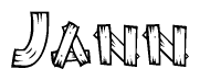 The clipart image shows the name Jann stylized to look like it is constructed out of separate wooden planks or boards, with each letter having wood grain and plank-like details.