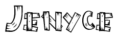 The clipart image shows the name Jenyce stylized to look like it is constructed out of separate wooden planks or boards, with each letter having wood grain and plank-like details.