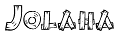 The clipart image shows the name Jolaha stylized to look as if it has been constructed out of wooden planks or logs. Each letter is designed to resemble pieces of wood.