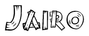 The image contains the name Jairo written in a decorative, stylized font with a hand-drawn appearance. The lines are made up of what appears to be planks of wood, which are nailed together