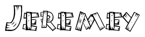 The clipart image shows the name Jeremey stylized to look like it is constructed out of separate wooden planks or boards, with each letter having wood grain and plank-like details.