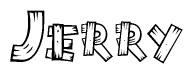 The image contains the name Jerry written in a decorative, stylized font with a hand-drawn appearance. The lines are made up of what appears to be planks of wood, which are nailed together