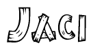 The clipart image shows the name Jaci stylized to look like it is constructed out of separate wooden planks or boards, with each letter having wood grain and plank-like details.