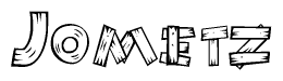 The clipart image shows the name Jometz stylized to look like it is constructed out of separate wooden planks or boards, with each letter having wood grain and plank-like details.