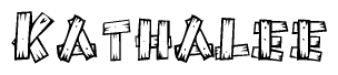 The clipart image shows the name Kathalee stylized to look like it is constructed out of separate wooden planks or boards, with each letter having wood grain and plank-like details.