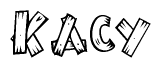 The clipart image shows the name Kacy stylized to look like it is constructed out of separate wooden planks or boards, with each letter having wood grain and plank-like details.