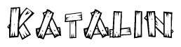 The clipart image shows the name Katalin stylized to look like it is constructed out of separate wooden planks or boards, with each letter having wood grain and plank-like details.
