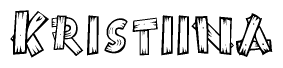 The image contains the name Kristiina written in a decorative, stylized font with a hand-drawn appearance. The lines are made up of what appears to be planks of wood, which are nailed together